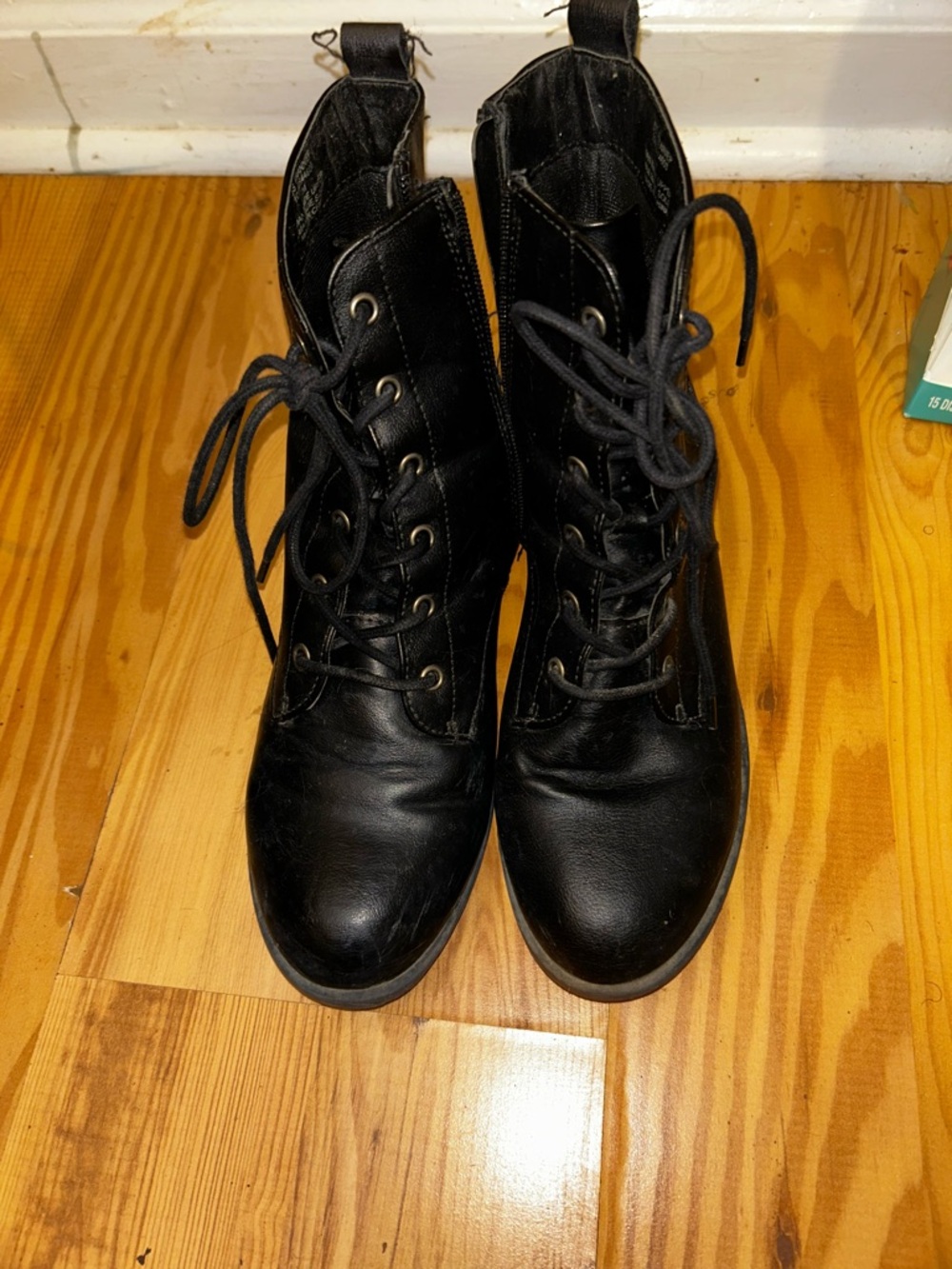 Sun + Stone Black Lace-Up Women's Combat Boots